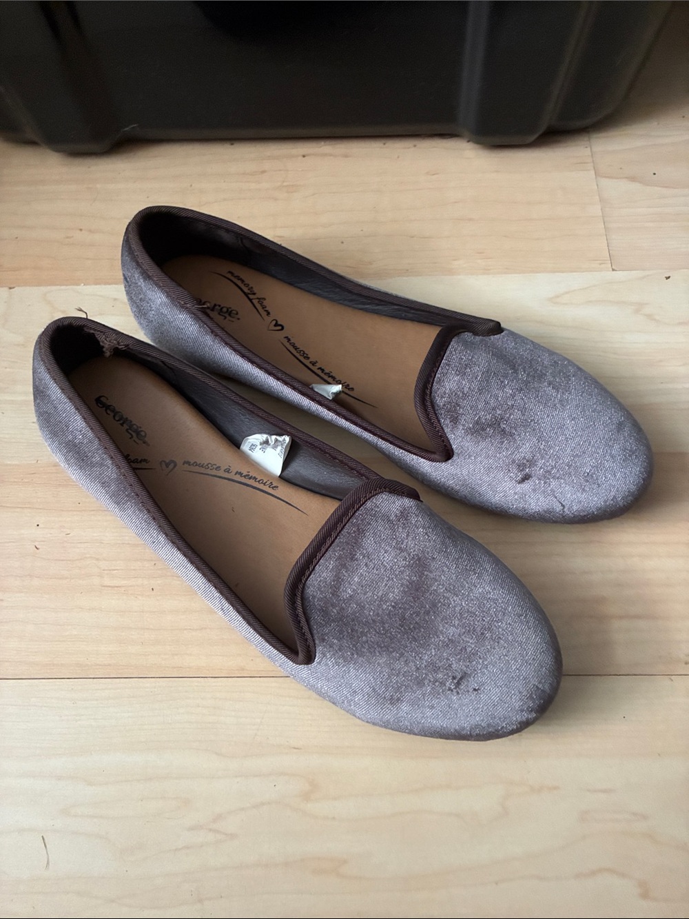 George Velvet Slip-On Flats in Taupe Brown